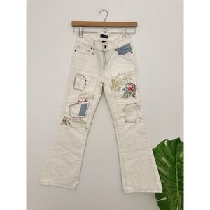 Vintage Ralph Lauren Dungarees Girls Patchwork Embroidered Jeans Boho Denim
